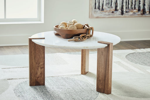 Isanti White/Brown Coffee Table - T652-8 - Vega Furniture
