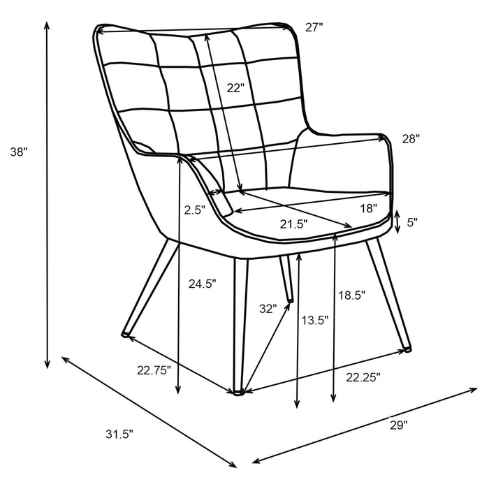 Isla Upholstered Flared Arms Accent Chair with Grid Tufted - 909468 - Vega Furniture