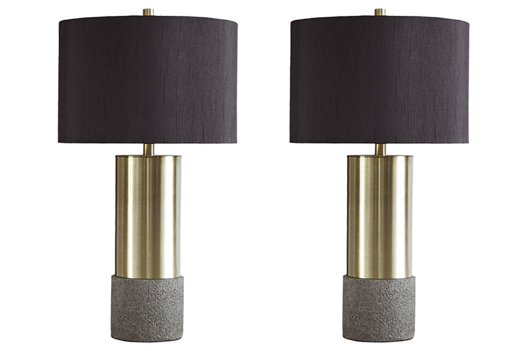 Jacek Gray/Brass Finish Table Lamp, Set of 2 - L243164 - Vega Furniture