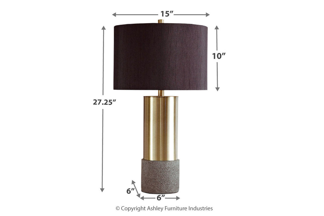 Jacek Gray/Brass Finish Table Lamp, Set of 2 - L243164 - Vega Furniture