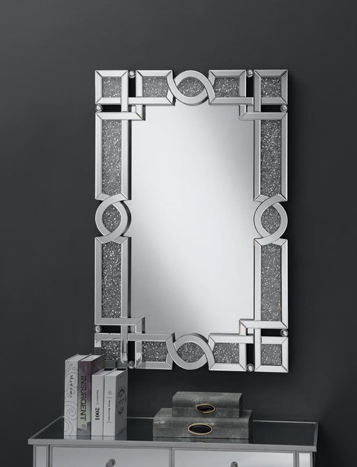 Jackie Silver Interlocking Wall Mirror with Iridescent Panels/Beads - 961444 - Vega Furniture