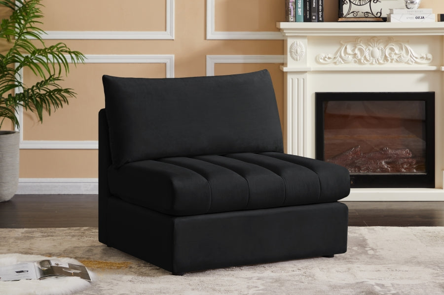 Jacob Black Velvet Modular Armless Chair - 649Black-Armless - Vega Furniture