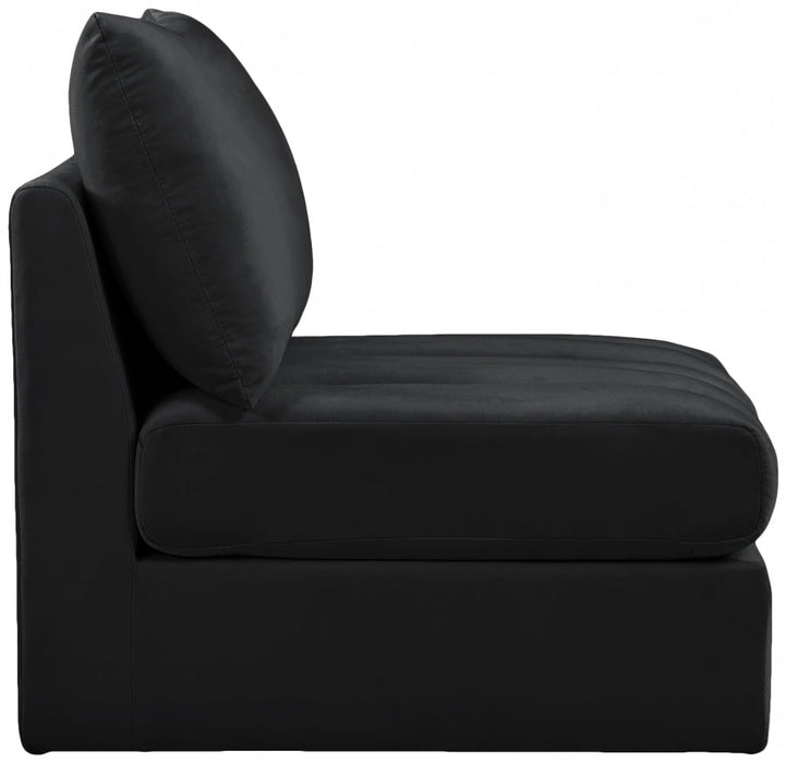 Jacob Black Velvet Modular Armless Chair - 649Black-Armless - Vega Furniture