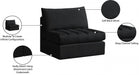 Jacob Black Velvet Modular Armless Chair - 649Black-Armless - Vega Furniture