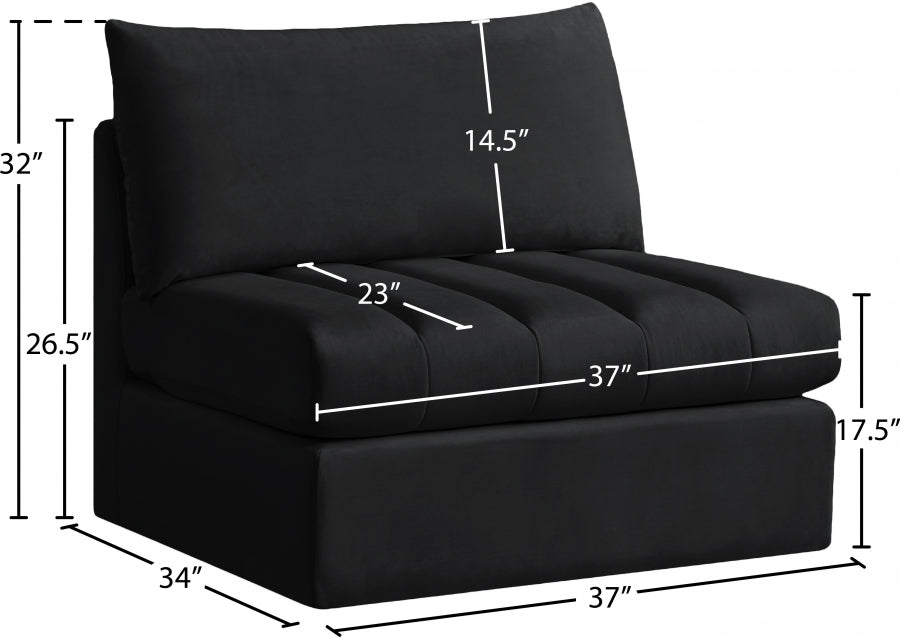 Jacob Black Velvet Modular Armless Chair - 649Black-Armless - Vega Furniture