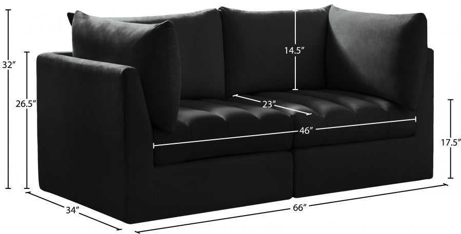 Jacob Black Velvet Modular Loveseat - 649Black-S66 - Vega Furniture