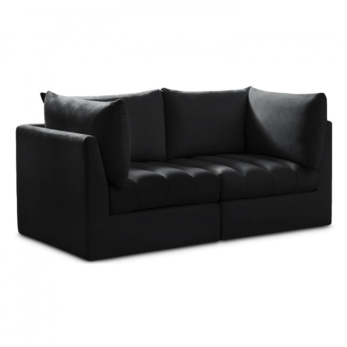 Jacob Black Velvet Modular Loveseat - 649Black-S66 - Vega Furniture