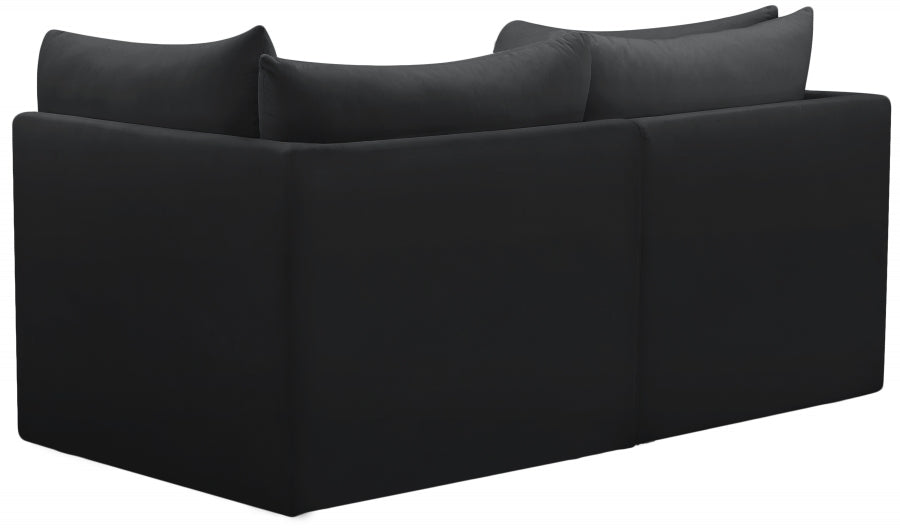 Jacob Black Velvet Modular Loveseat - 649Black-S66 - Vega Furniture