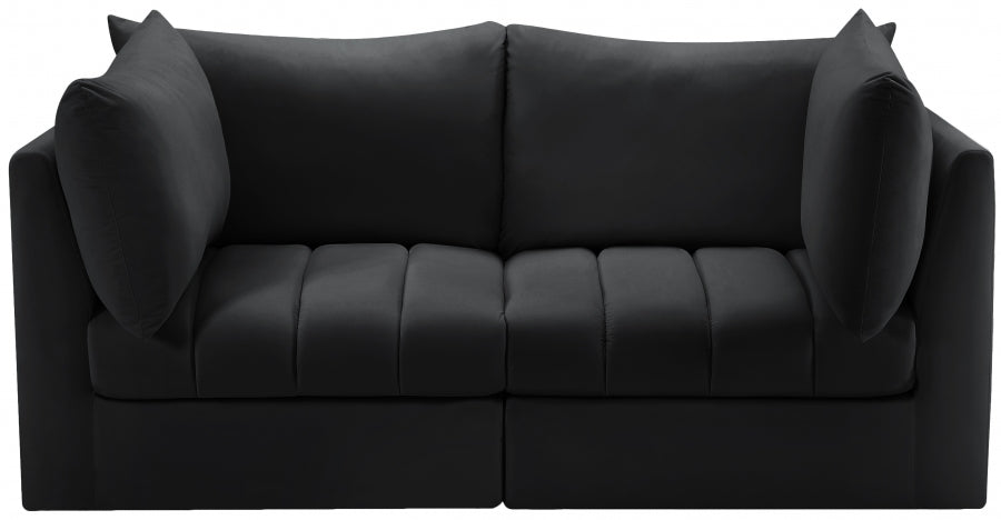 Jacob Black Velvet Modular Loveseat - 649Black-S66 - Vega Furniture