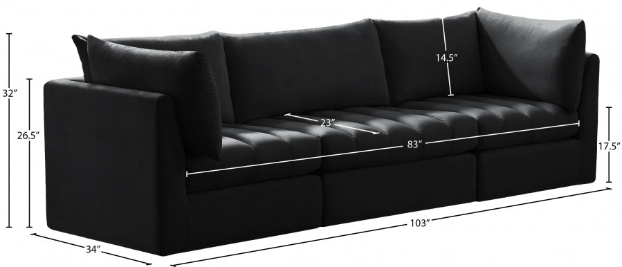 Jacob Black Velvet Modular Sofa - 649Black-S103 - Vega Furniture