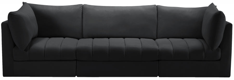 Jacob Black Velvet Modular Sofa - 649Black-S103 - Vega Furniture