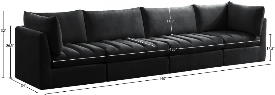 Jacob Black Velvet Modular Sofa - 649Black-S140 - Vega Furniture