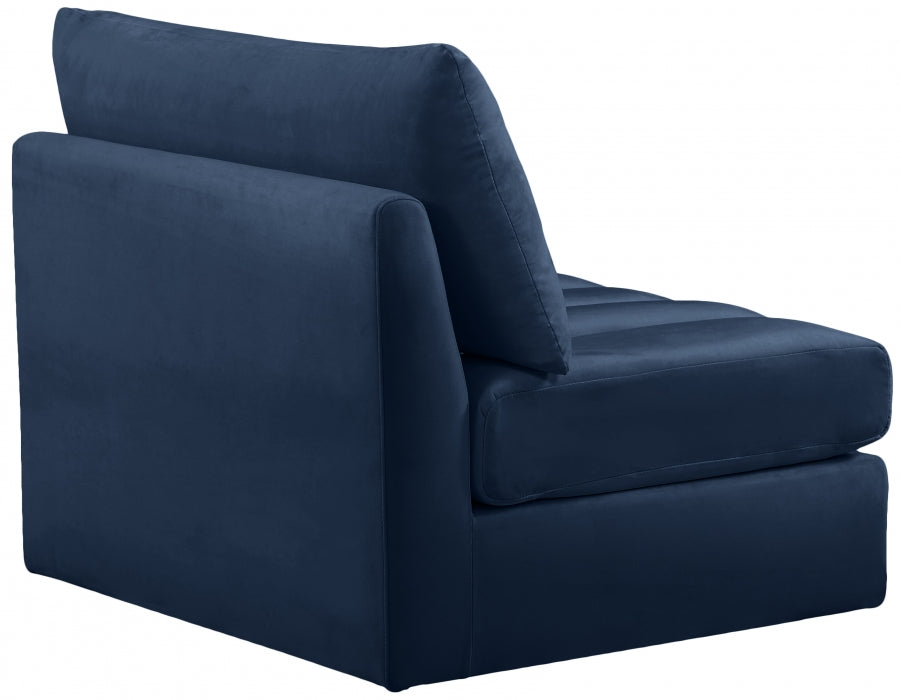 Jacob Blue Velvet Modular Armless Chair - 649Navy-Armless - Vega Furniture