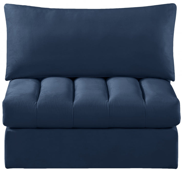 Jacob Blue Velvet Modular Armless Chair - 649Navy-Armless - Vega Furniture