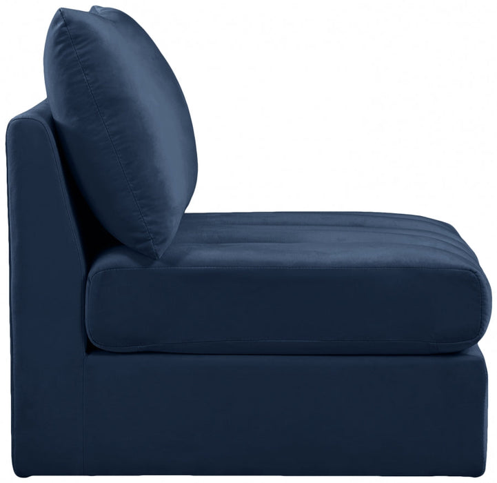 Jacob Blue Velvet Modular Armless Chair - 649Navy-Armless - Vega Furniture