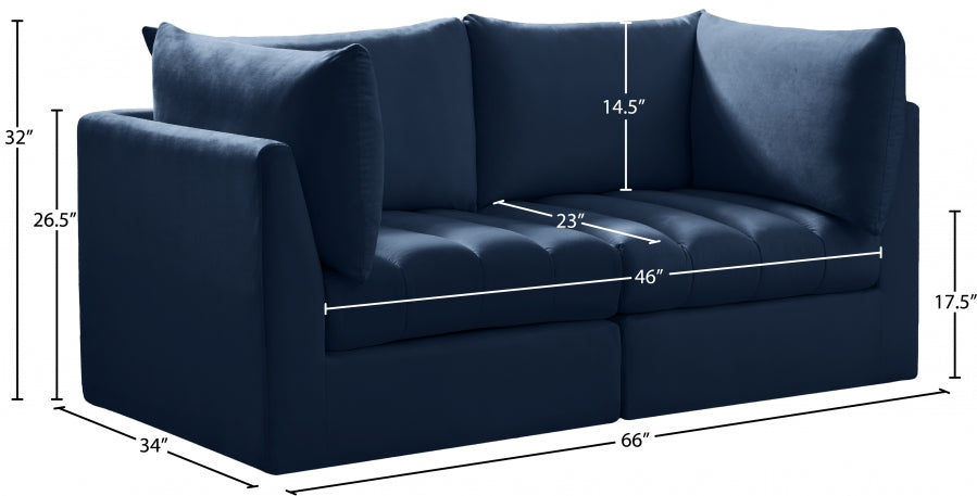 Jacob Blue Velvet Modular Loveseat - 649Navy-S66 - Vega Furniture