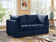 Jacob Blue Velvet Modular Loveseat - 649Navy-S66 - Vega Furniture