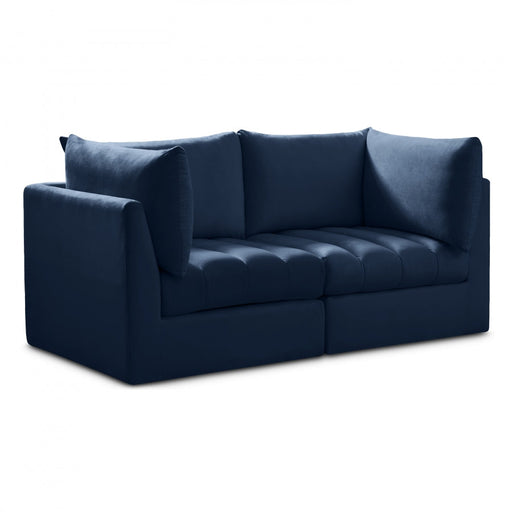 Jacob Blue Velvet Modular Loveseat - 649Navy-S66 - Vega Furniture