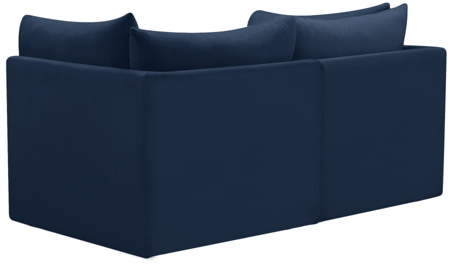 Jacob Blue Velvet Modular Loveseat - 649Navy-S66 - Vega Furniture