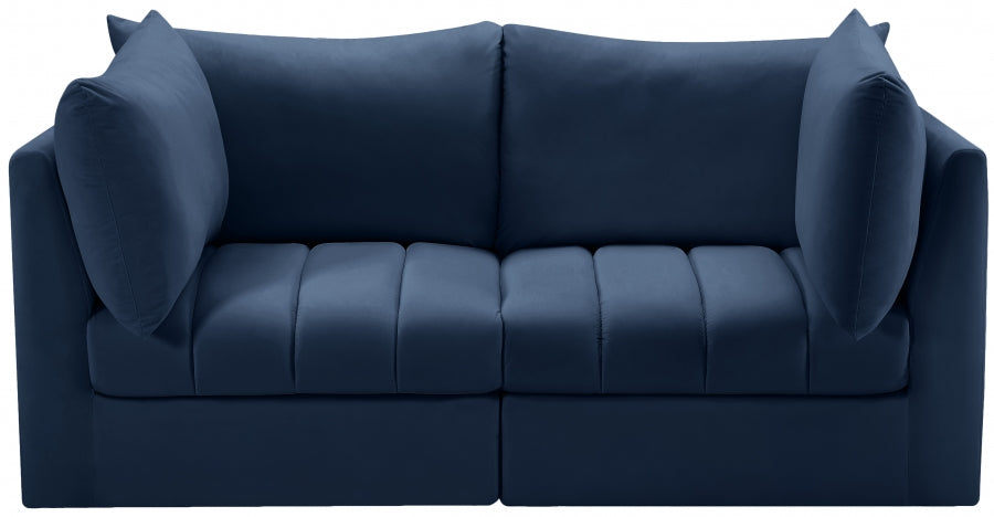 Jacob Blue Velvet Modular Loveseat - 649Navy-S66 - Vega Furniture