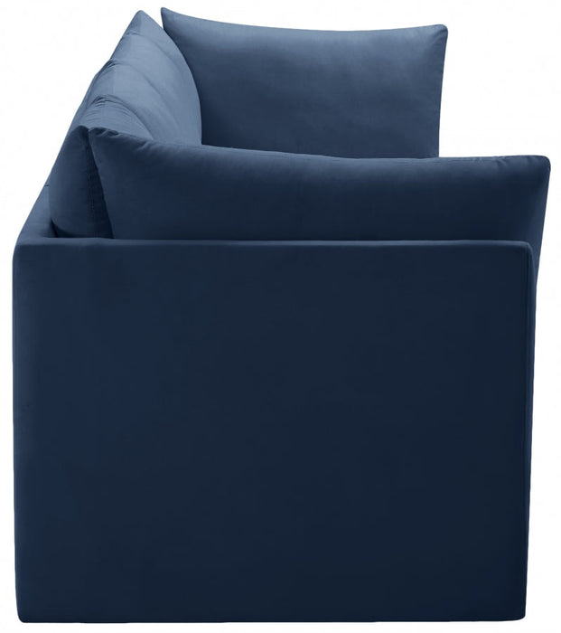 Jacob Blue Velvet Modular Loveseat - 649Navy-S66 - Vega Furniture