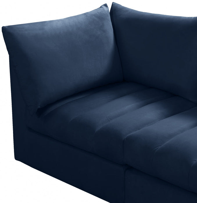 Jacob Blue Velvet Modular Loveseat - 649Navy-S66 - Vega Furniture