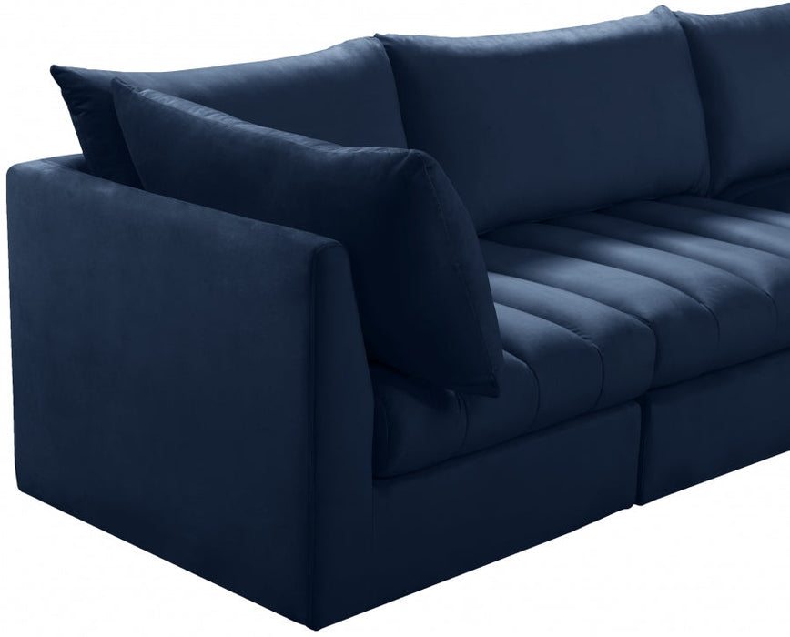 Jacob Blue Velvet Modular Loveseat - 649Navy-S66 - Vega Furniture