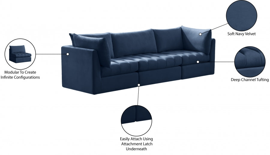 Jacob Blue Velvet Modular Sofa - 649Navy-S103 - Vega Furniture