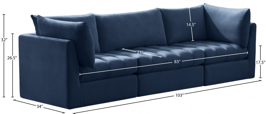 Jacob Blue Velvet Modular Sofa - 649Navy-S103 - Vega Furniture