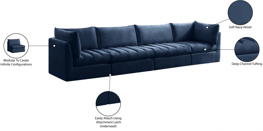 Jacob Blue Velvet Modular Sofa - 649Navy-S140 - Vega Furniture