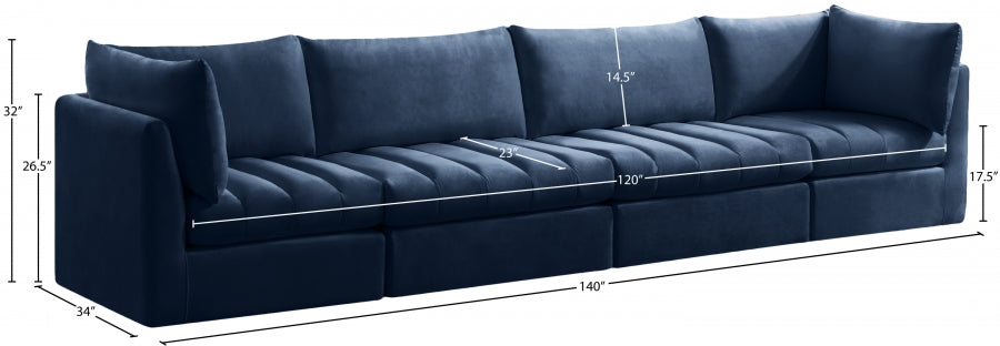 Jacob Blue Velvet Modular Sofa - 649Navy-S140 - Vega Furniture