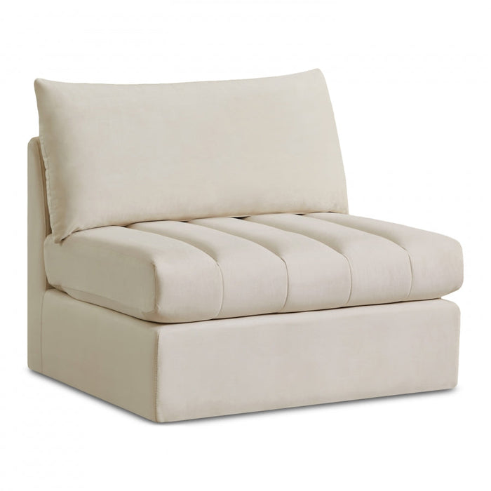 Jacob Cream Velvet Modular Armless Chair - 649Cream-Armless - Vega Furniture