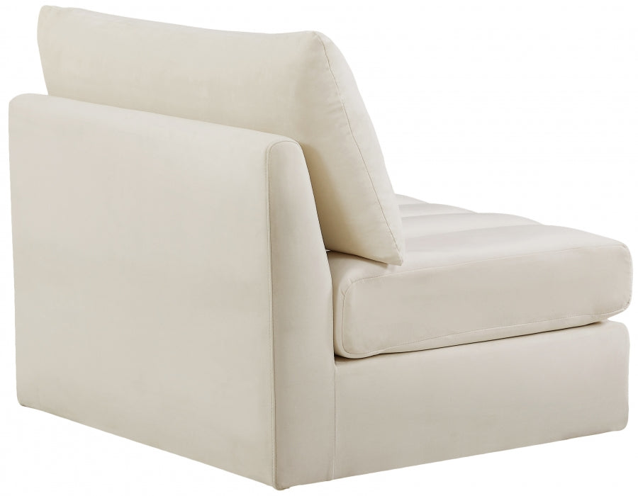 Jacob Cream Velvet Modular Armless Chair - 649Cream-Armless - Vega Furniture