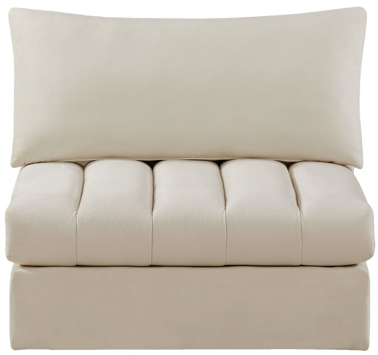 Jacob Cream Velvet Modular Armless Chair - 649Cream-Armless - Vega Furniture