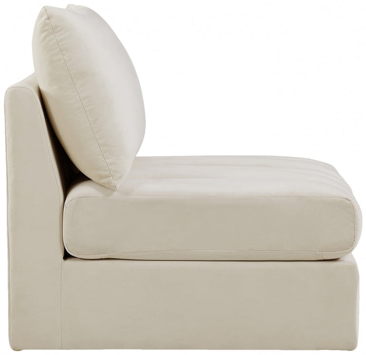 Jacob Cream Velvet Modular Armless Chair - 649Cream-Armless - Vega Furniture