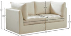 Jacob Cream Velvet Modular Loveseat - 649Cream-S66 - Vega Furniture