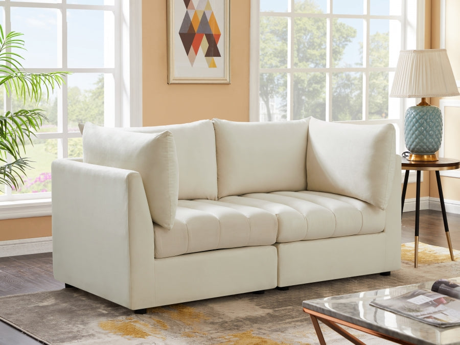 Jacob Cream Velvet Modular Loveseat - 649Cream-S66 - Vega Furniture