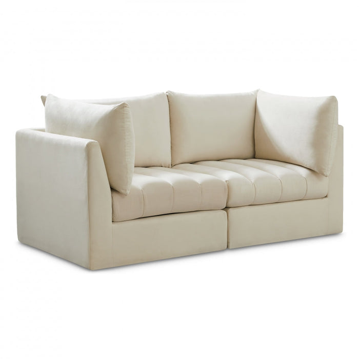 Jacob Cream Velvet Modular Loveseat - 649Cream-S66 - Vega Furniture