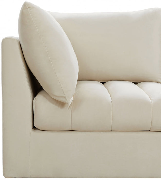 Jacob Cream Velvet Modular Loveseat - 649Cream-S66 - Vega Furniture