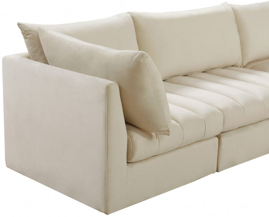 Jacob Cream Velvet Modular Loveseat - 649Cream-S66 - Vega Furniture