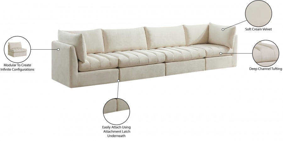 Jacob Cream Velvet Modular Sofa - 649Cream-S140 - Vega Furniture