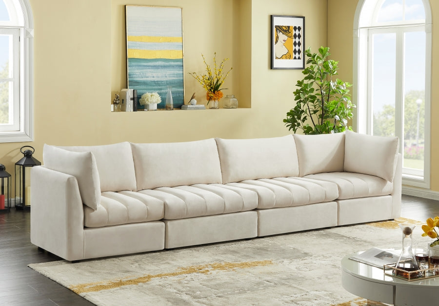 Jacob Cream Velvet Modular Sofa - 649Cream-S140 - Vega Furniture