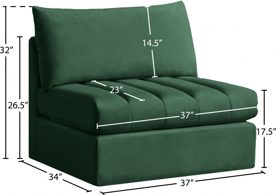 Jacob Green Velvet Modular Armless Chair - 649Green-Armless - Vega Furniture