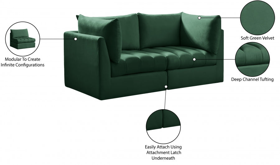 Jacob Green Velvet Modular Loveseat - 649Green-S66 - Vega Furniture