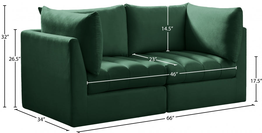 Jacob Green Velvet Modular Loveseat - 649Green-S66 - Vega Furniture