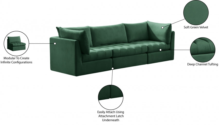 Jacob Green Velvet Modular Sofa - 649Green-S103 - Vega Furniture