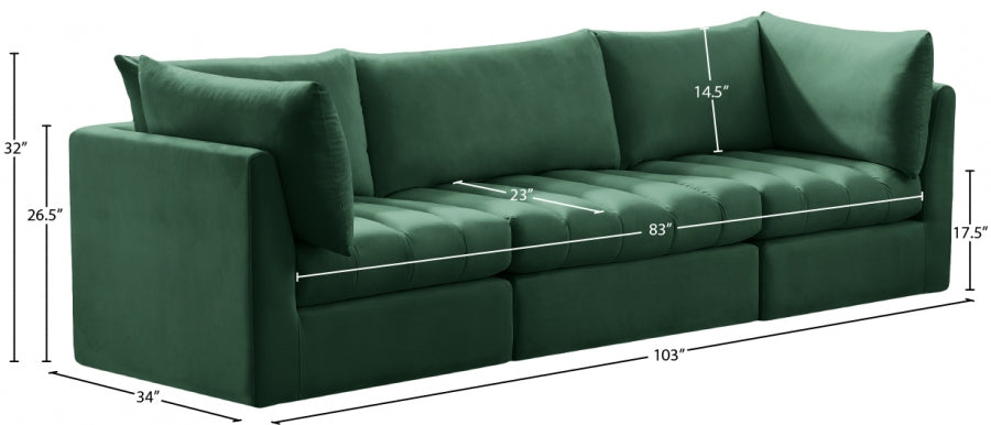 Jacob Green Velvet Modular Sofa - 649Green-S103 - Vega Furniture