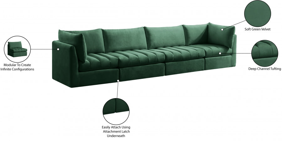 Jacob Green Velvet Modular Sofa - 649Green-S140 - Vega Furniture