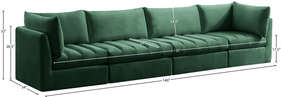 Jacob Green Velvet Modular Sofa - 649Green-S140 - Vega Furniture