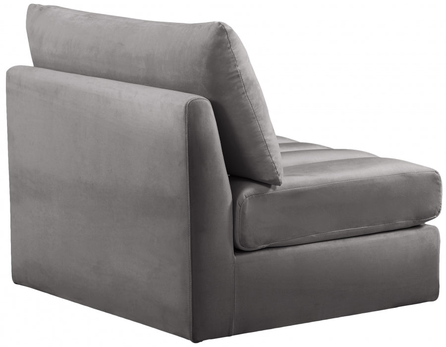 Jacob Grey Velvet Modular Armless Chair - 649Grey-Armless - Vega Furniture